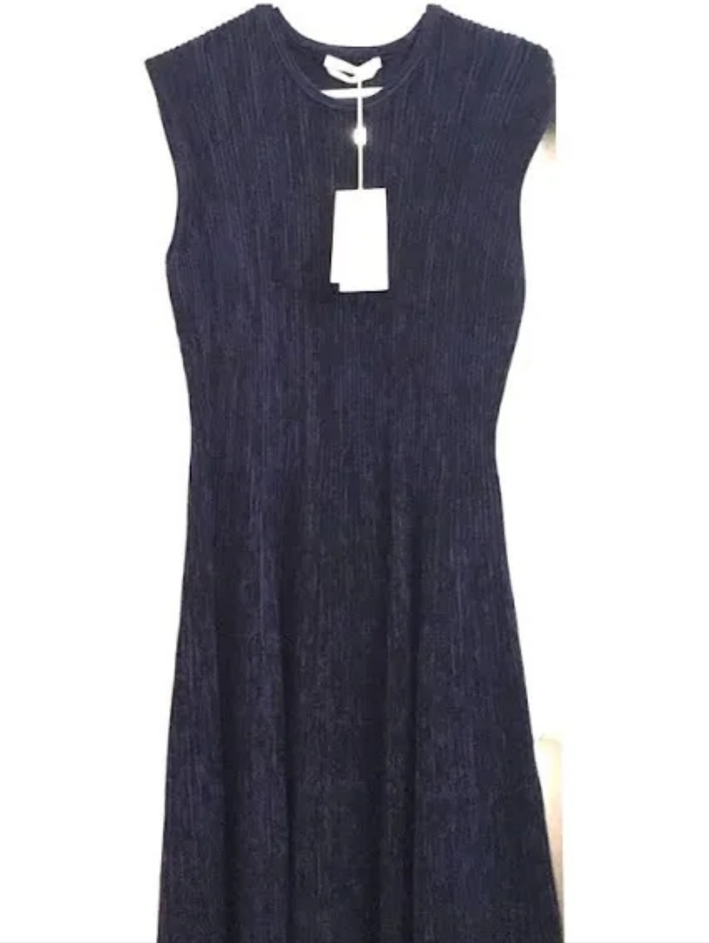 Boss Navy Sleeveless Pleated Midi Dress